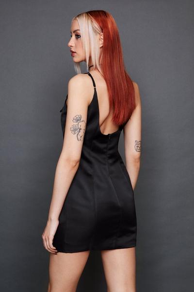 NastyGal black Sequin Star Satin Corset Mini Dress