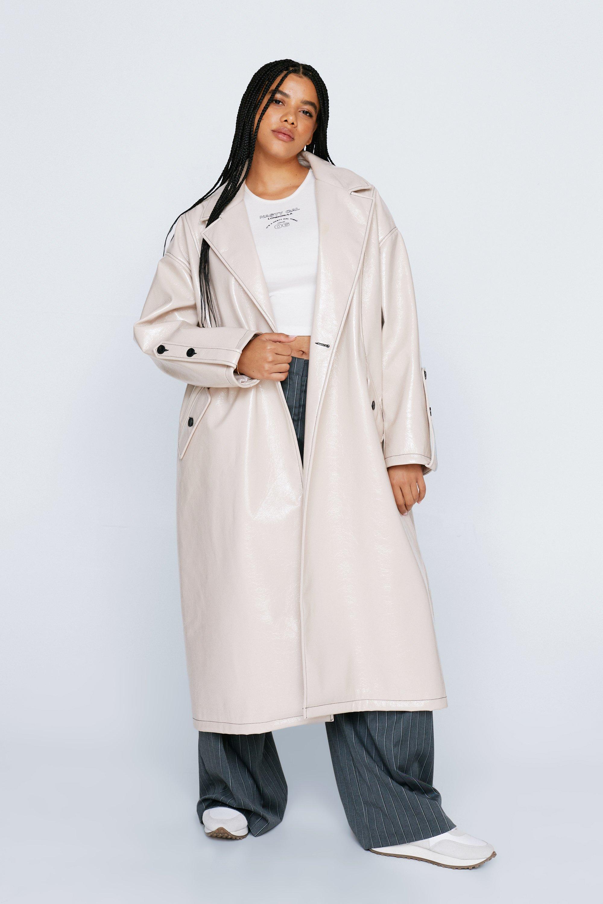 Plus Size Vinyl Oversized Trench Coat