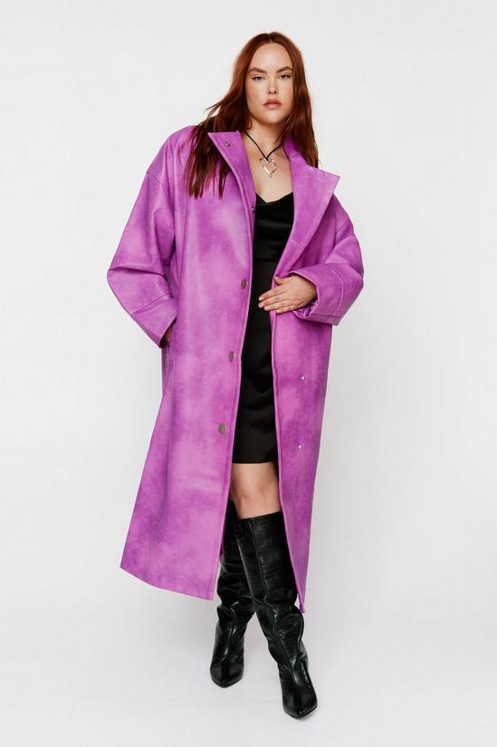 NastyGal Plus Size Distressed Faux Leather Trench 1