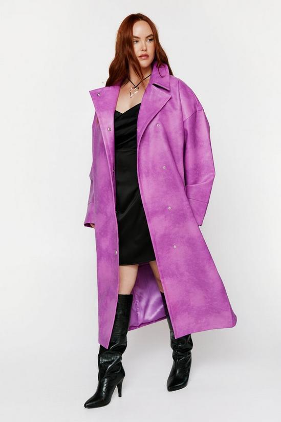 NastyGal Plus Size Distressed Faux Leather Trench 2