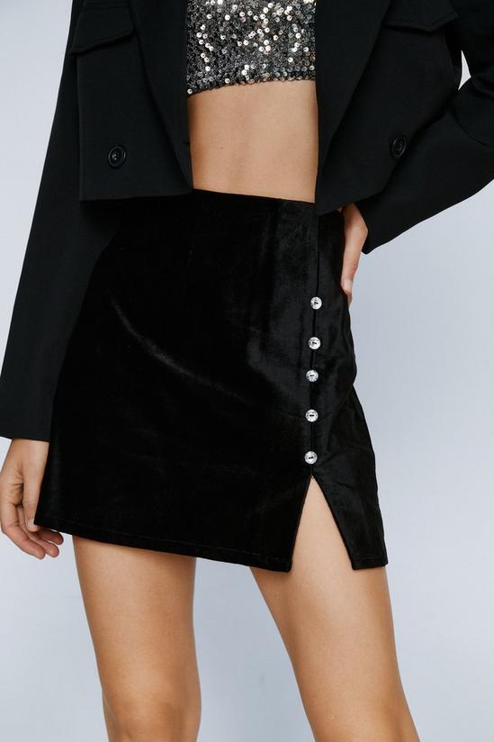 NastyGal Diamante Button Velvet Mini Pelmet Skirt 2