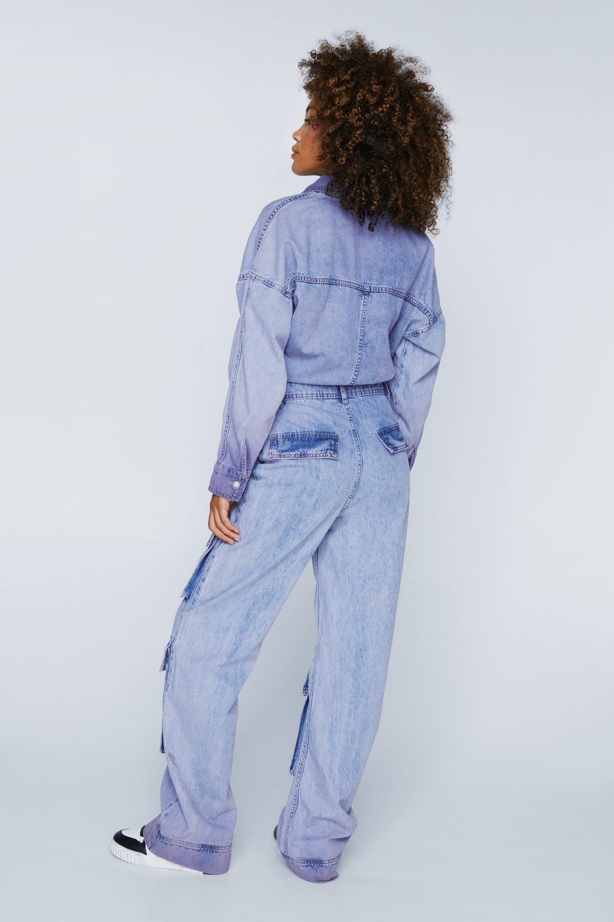 Blue Acid Wash Denim Jumpsuit