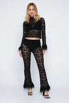 NastyGal Lace Feather Trim Flare Pants thumbnail 1