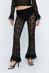 NastyGal Lace Feather Trim Flare Pants thumbnail 3