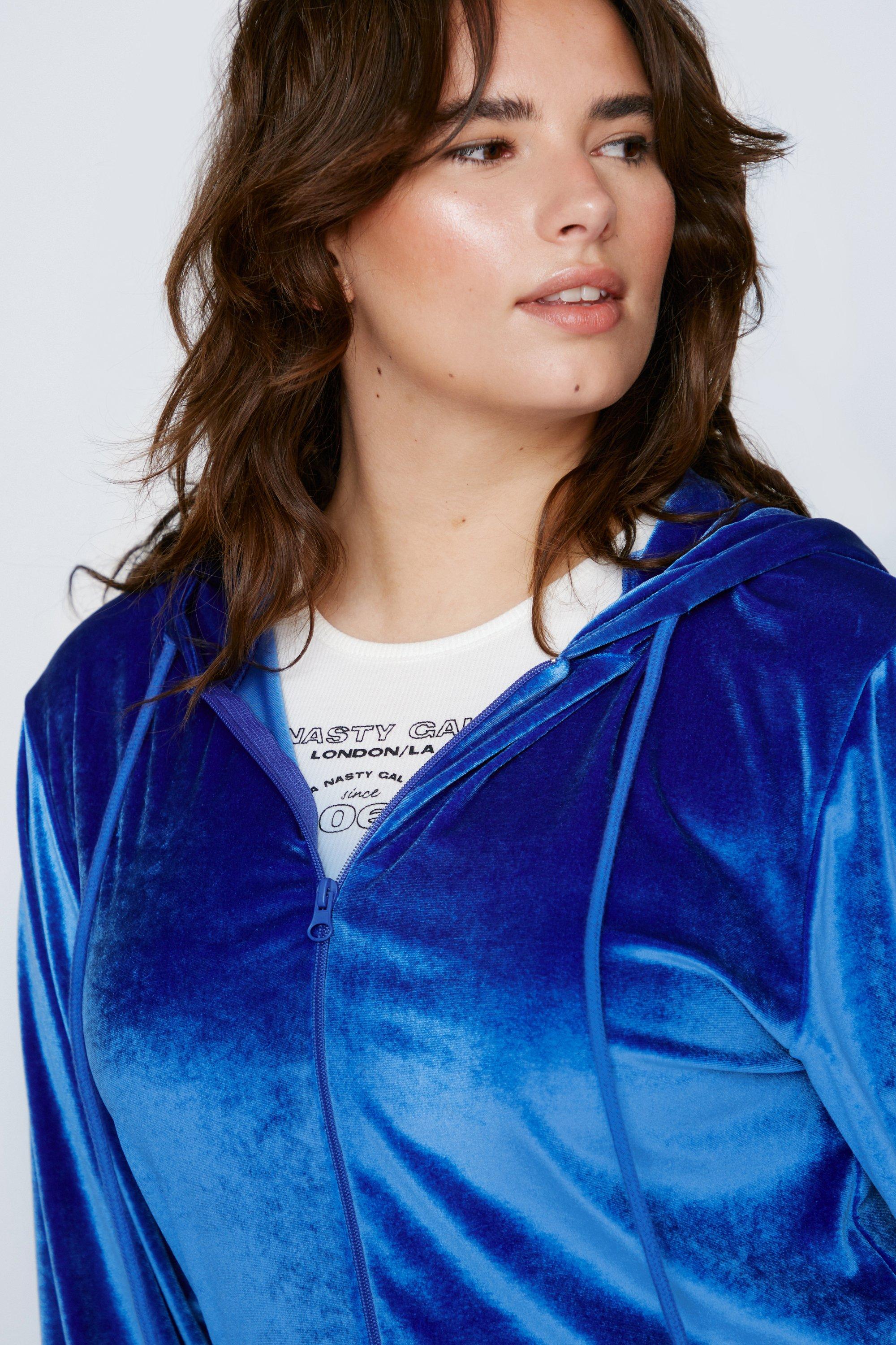 Plus Size Premium Velour Slim Zip Up Hoodie