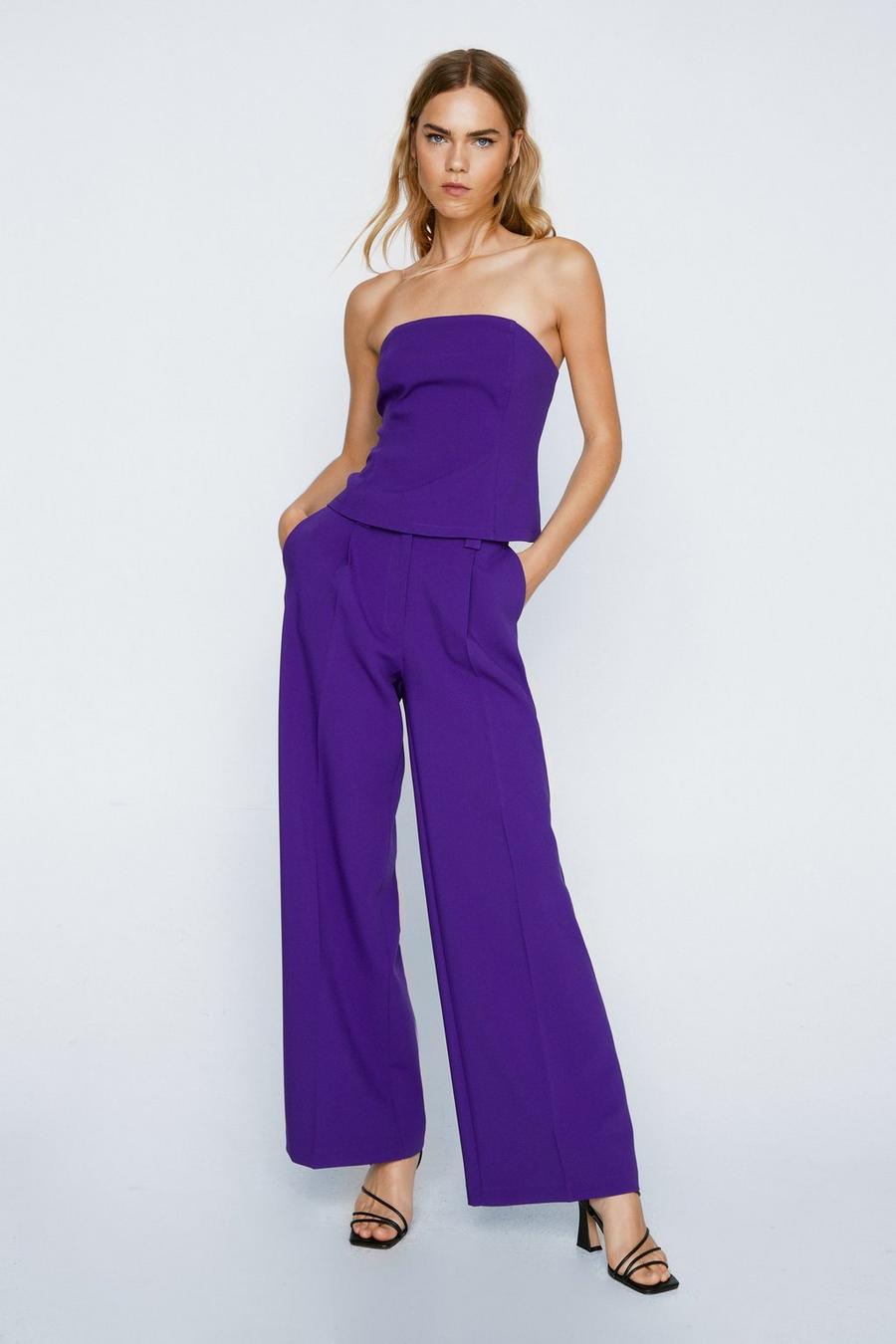 Purple Tailored Wide Leg Trousers image number 1