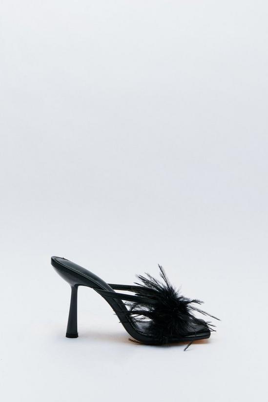 NastyGal Feather Trim Strappy Mule 3