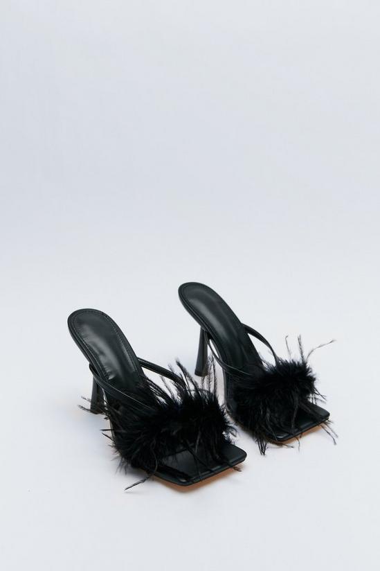 NastyGal Feather Trim Strappy Mule 4
