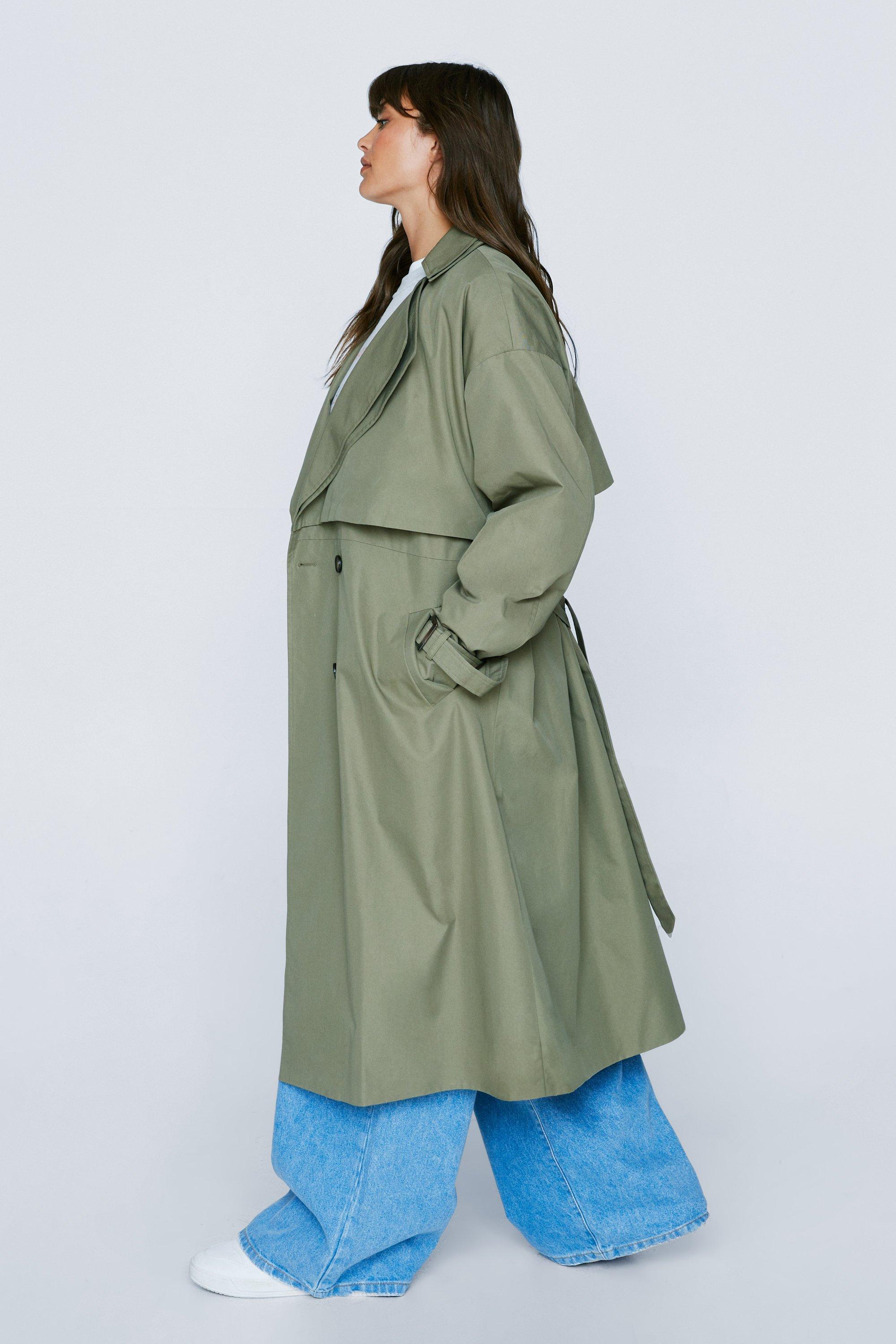 Plus Size Premium Double Layer Twill Trench Coat