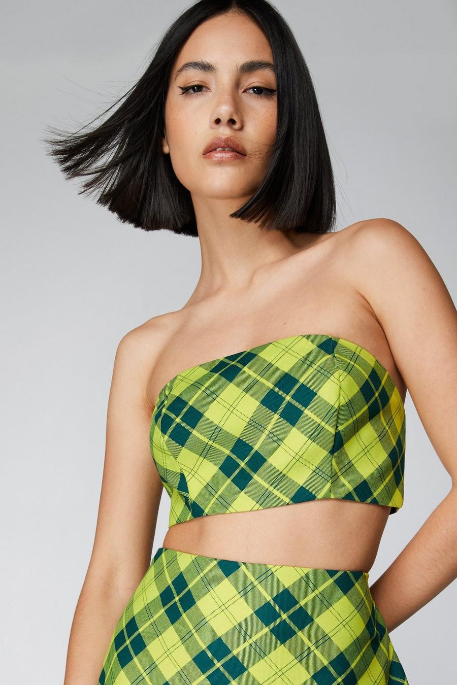 Multi Check Tailored Bandeau Bralet