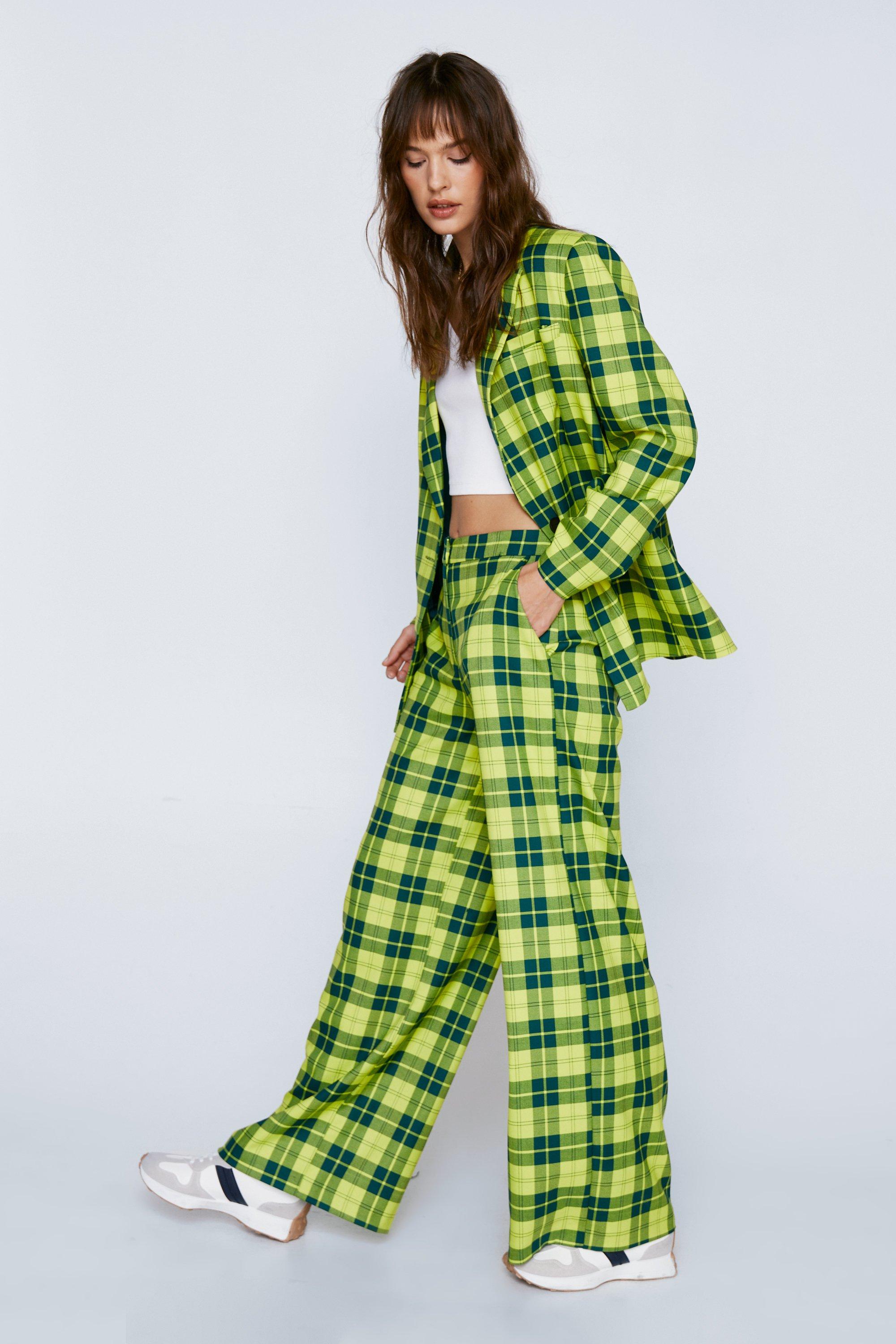 Zara checked cheap wide leg trousers