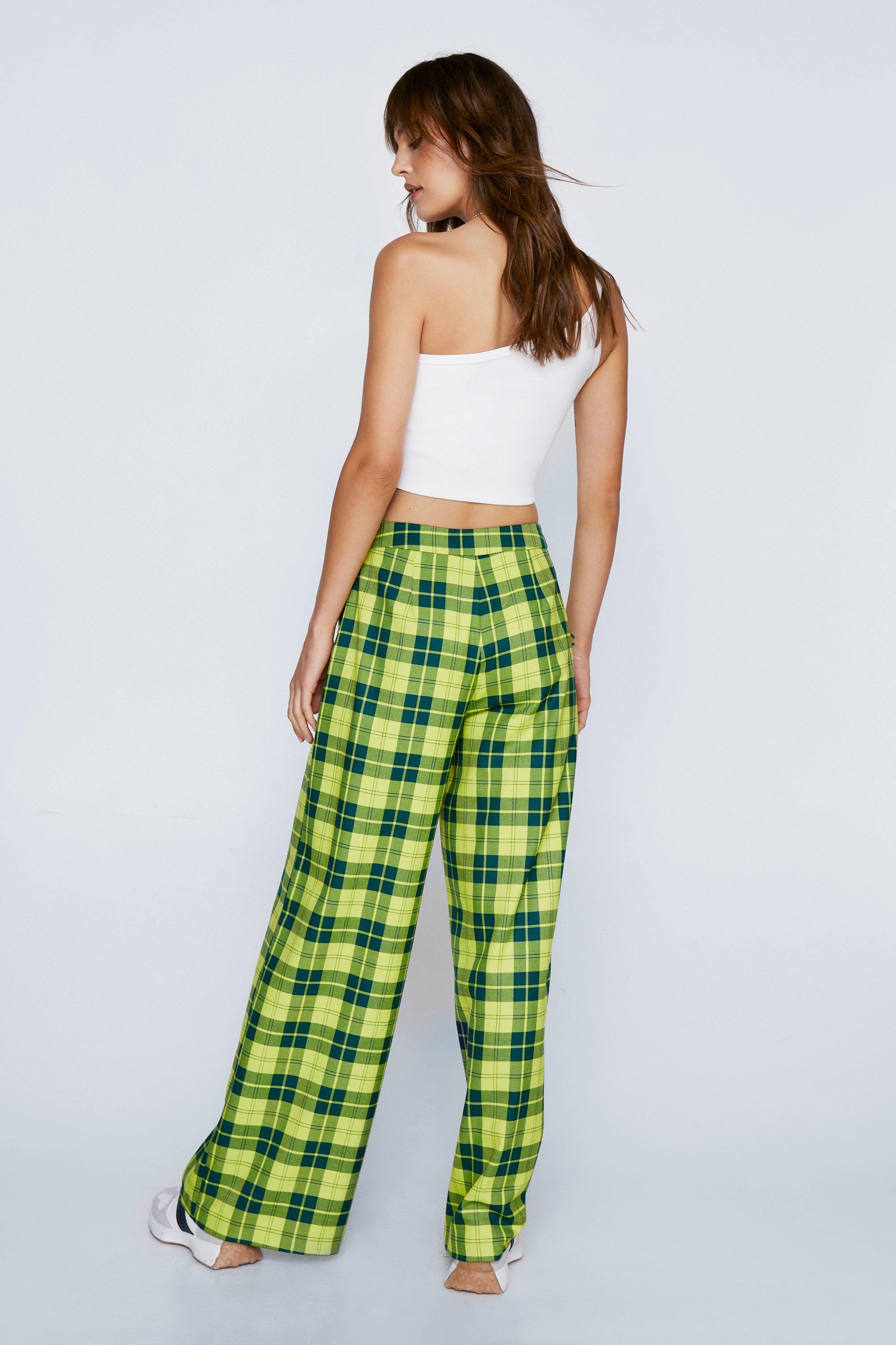 Green and yellow plaid 2024 pants