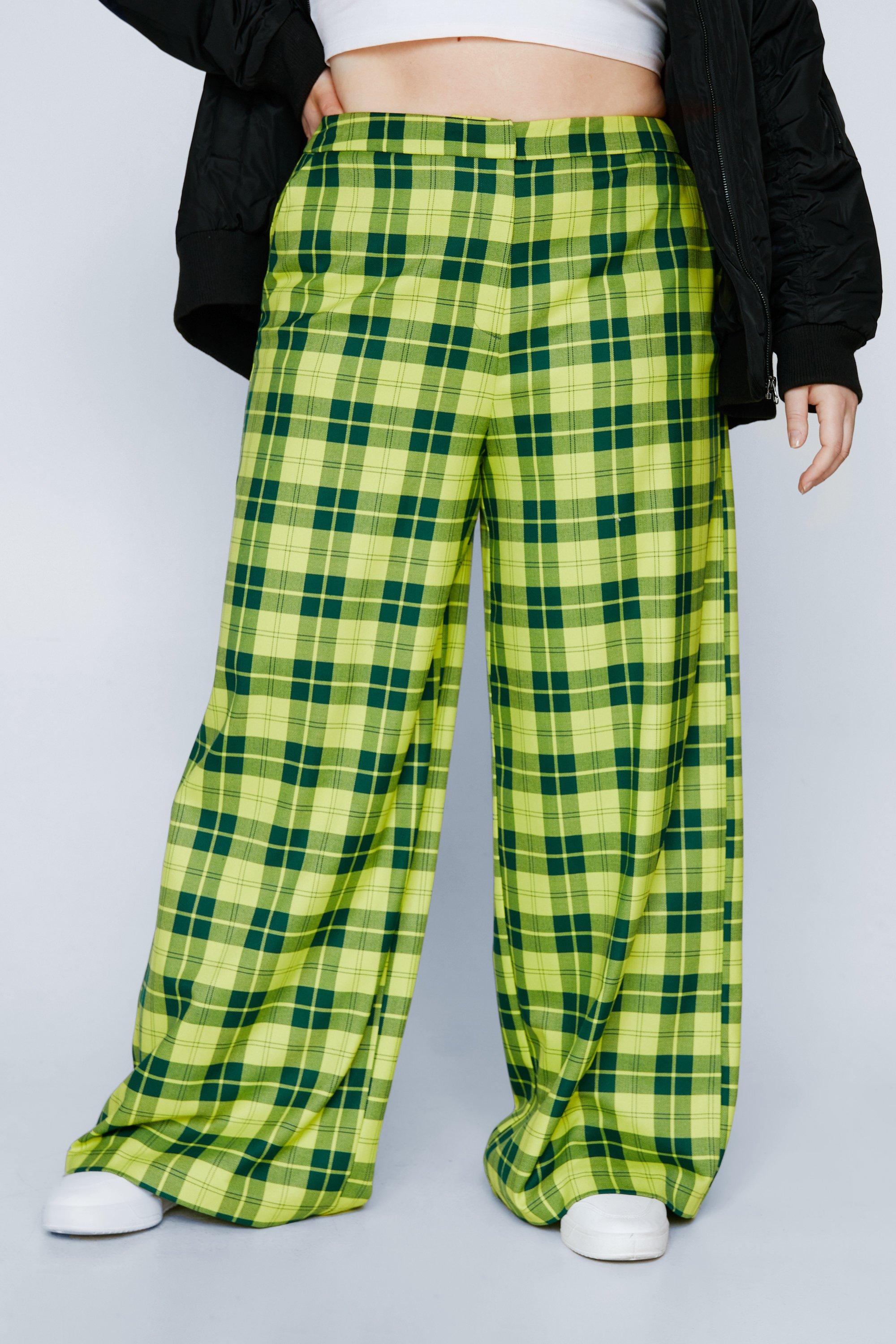 Plus Size Check Wide Leg Trouser