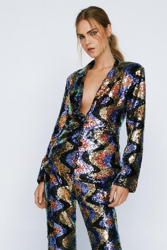 NastyGal Wave Sequin Single Breasted Cinched Blazer 1