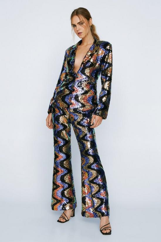 NastyGal Wave Sequin Single Breasted Cinched Blazer 3