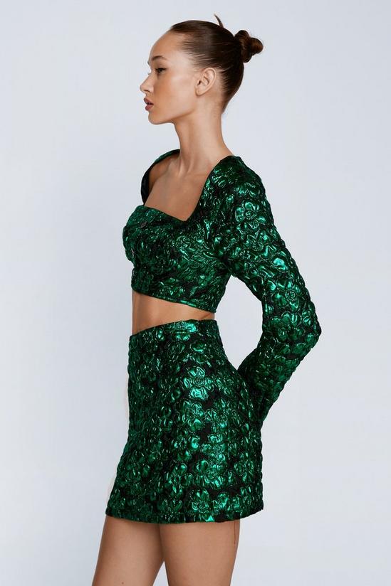 NastyGal Floral Jacquard Tailored Cropped Jacket 3