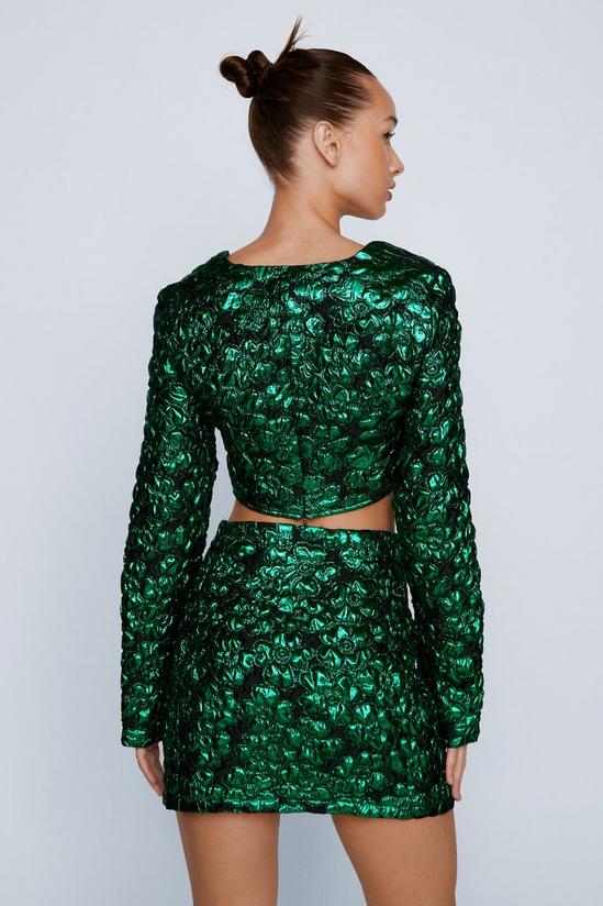 NastyGal Floral Jacquard Tailored Cropped Jacket 4