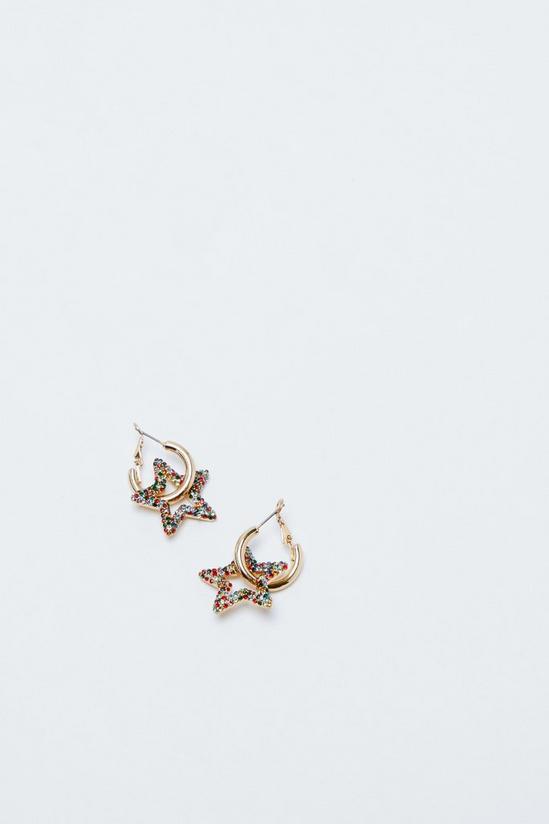 NastyGal Gold Plated Metal Diamante Star Earrings 3