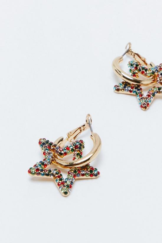 NastyGal Gold Plated Metal Diamante Star Earrings 4