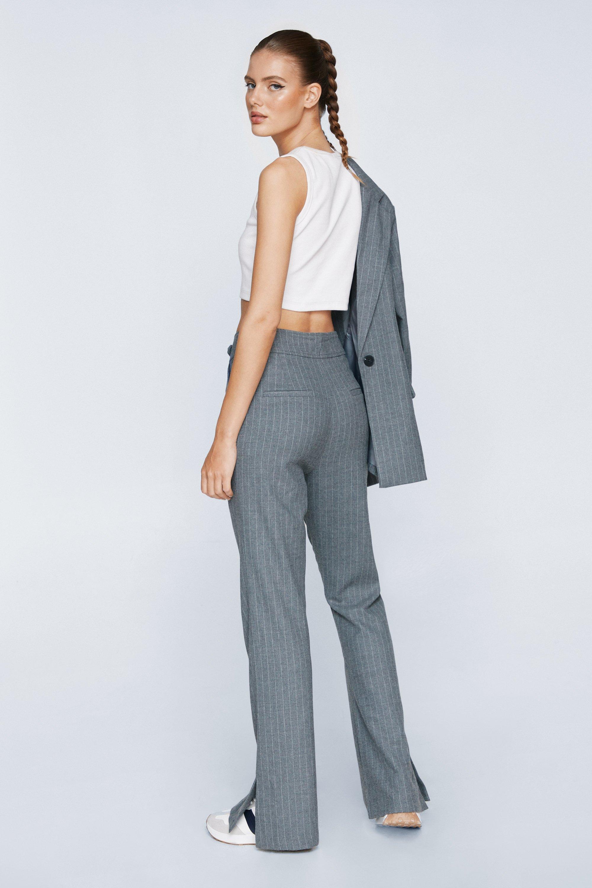 スーツ pin stripe designbaggy flare slacks pin stripe designbaggy flare slacks
