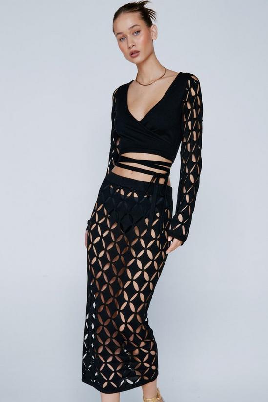 NastyGal Knitted Cut Out Midi Skirt 1