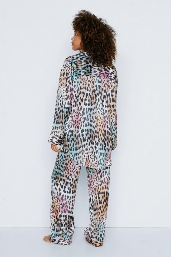 NastyGal Satin Ombre Leopard Print Oversized Pj Pants Set 3