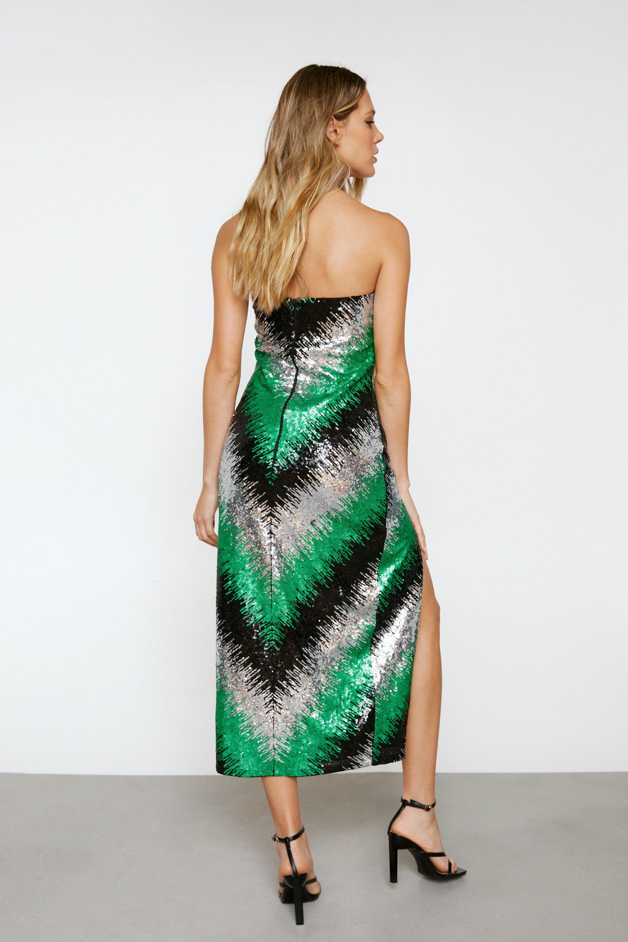 Sequin bandeau 2025 midi dress