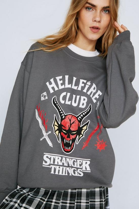 NastyGal Stranger Things Hellfire Club Oversized Washed Sweatshirt 3