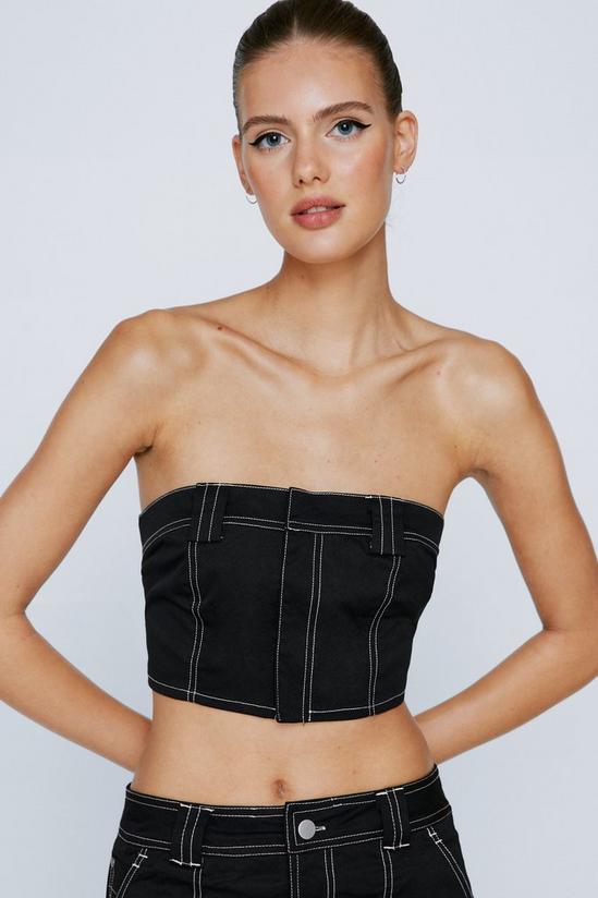 NastyGal Exposed Stitch Twill Bandeau Corset Top 1