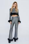 NastyGal Feather Hem Sequin Flare Trousers thumbnail 1