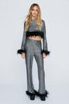 NastyGal Feather Hem Sequin Flare Trousers thumbnail 3
