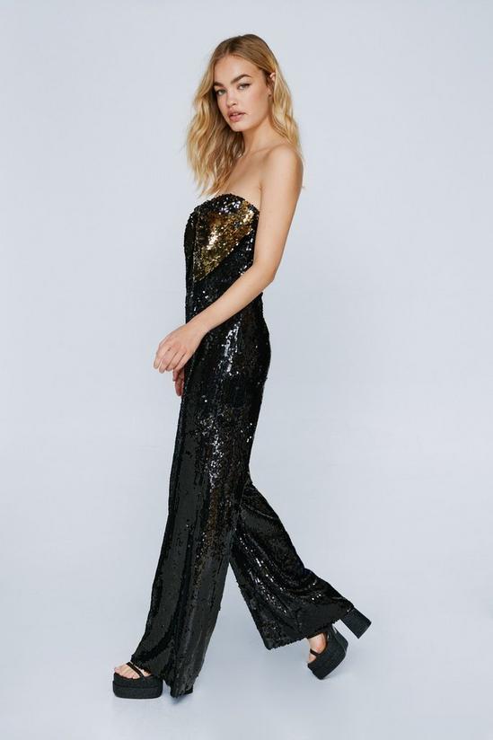 NastyGal All Over Sequin Bow Contrast Bandeau Jumpsuit 3