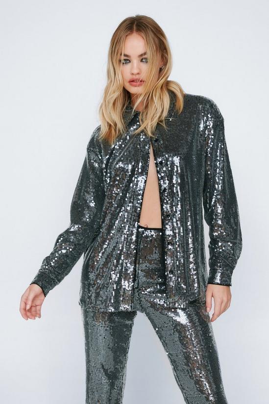 NastyGal Sheer Sequin Relaxed Two Piece Shirt 1
