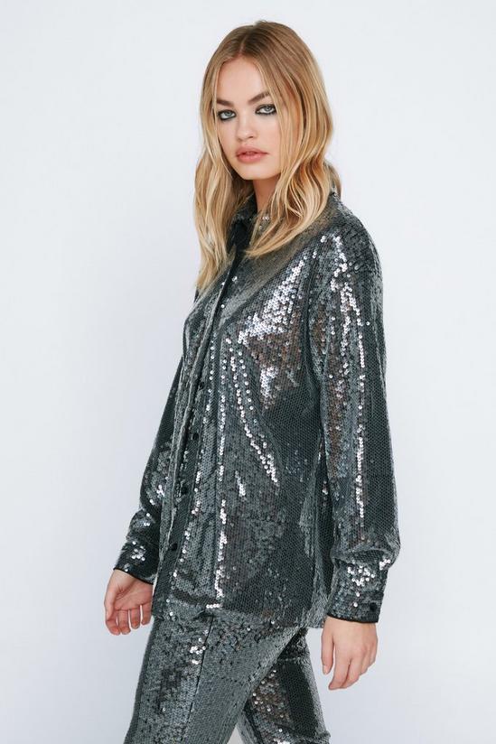 NastyGal Sheer Sequin Relaxed Two Piece Shirt 3
