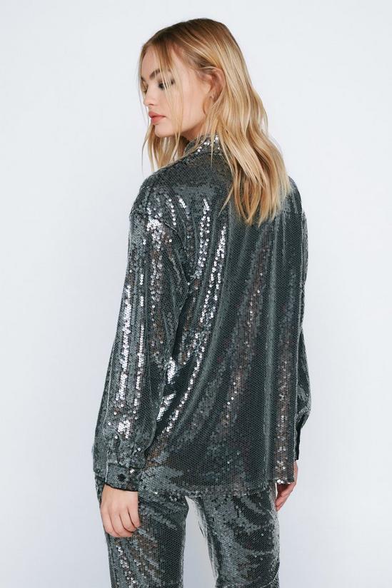 NastyGal Sheer Sequin Relaxed Two Piece Shirt 4