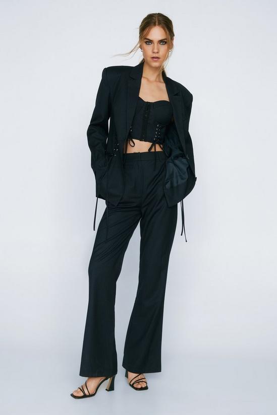 NastyGal Premium Pinstripe Lace Up Trousers 1