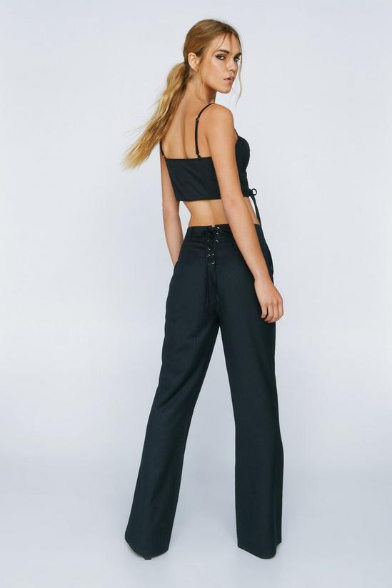 NastyGal Premium Pinstripe Lace Up Trousers 4