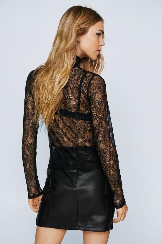 NastyGal Funnel Neck Lace Long Sleeve Top 4