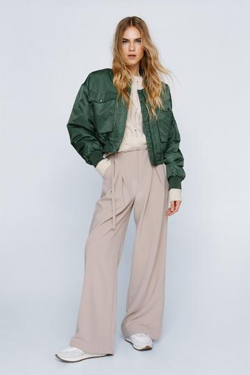 Premium Tailored Belt Detail Wide Leg Trousers neutral