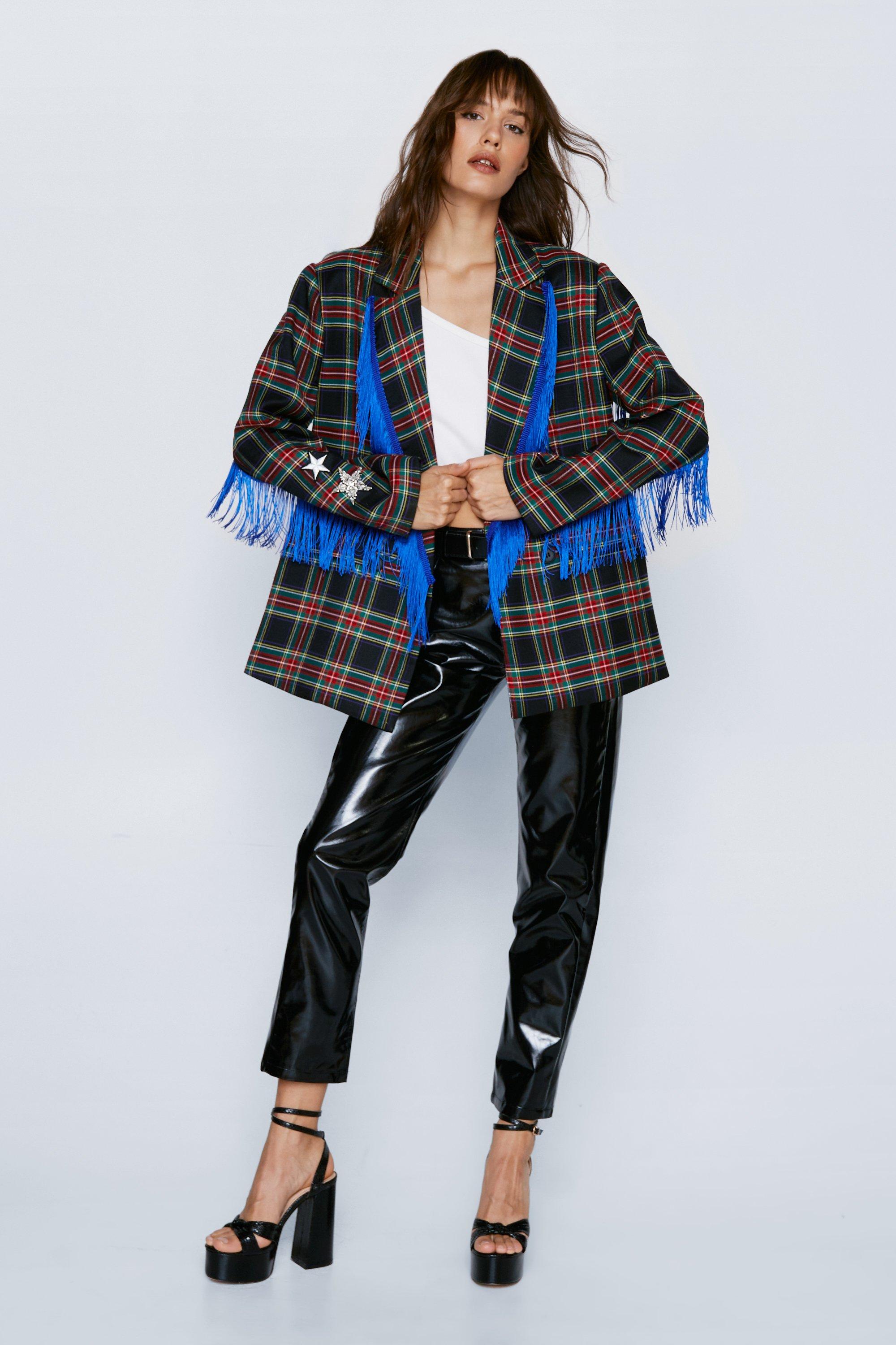 Boohoo shop tartan blazer