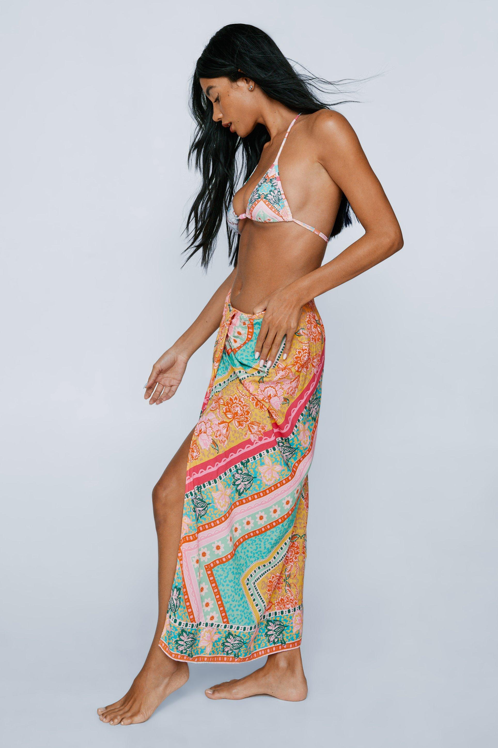 Plus Zebra Tie Knot Maxi Beach Sarong