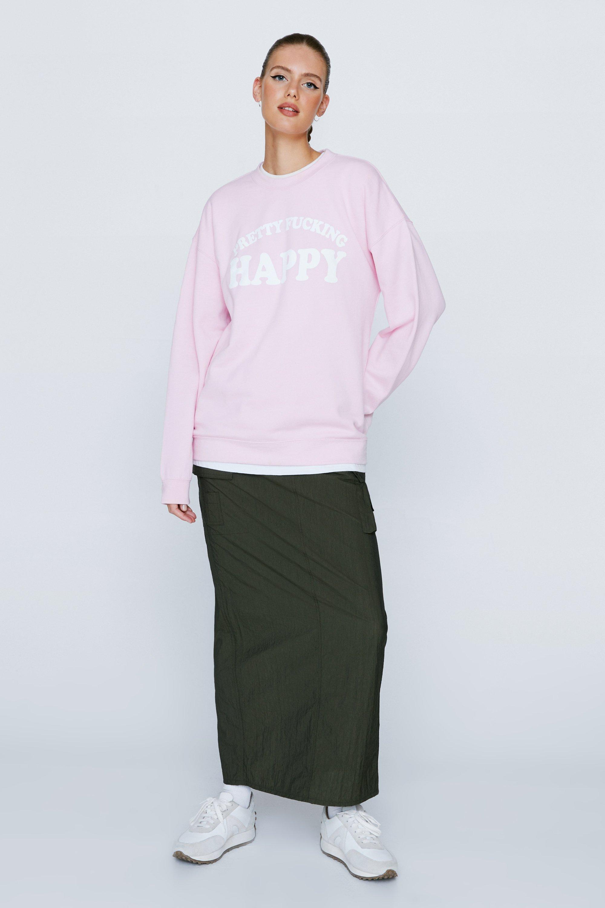 Happy slogan clearance jumper