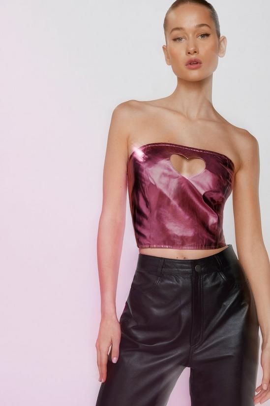 NastyGal Faux Leather Heart Cut Out Bandeau Top 1