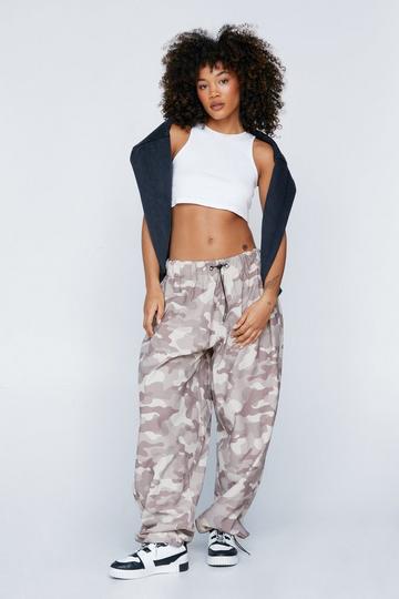 Mid Rise Camo Print Cargo Pants camo