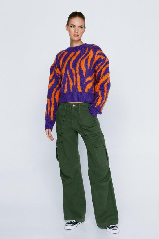 NastyGal Color Zebra Knitted Crop Sweater 2