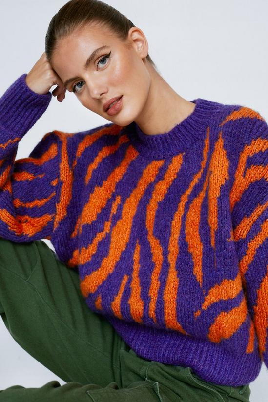 NastyGal Color Zebra Knitted Crop Sweater 3