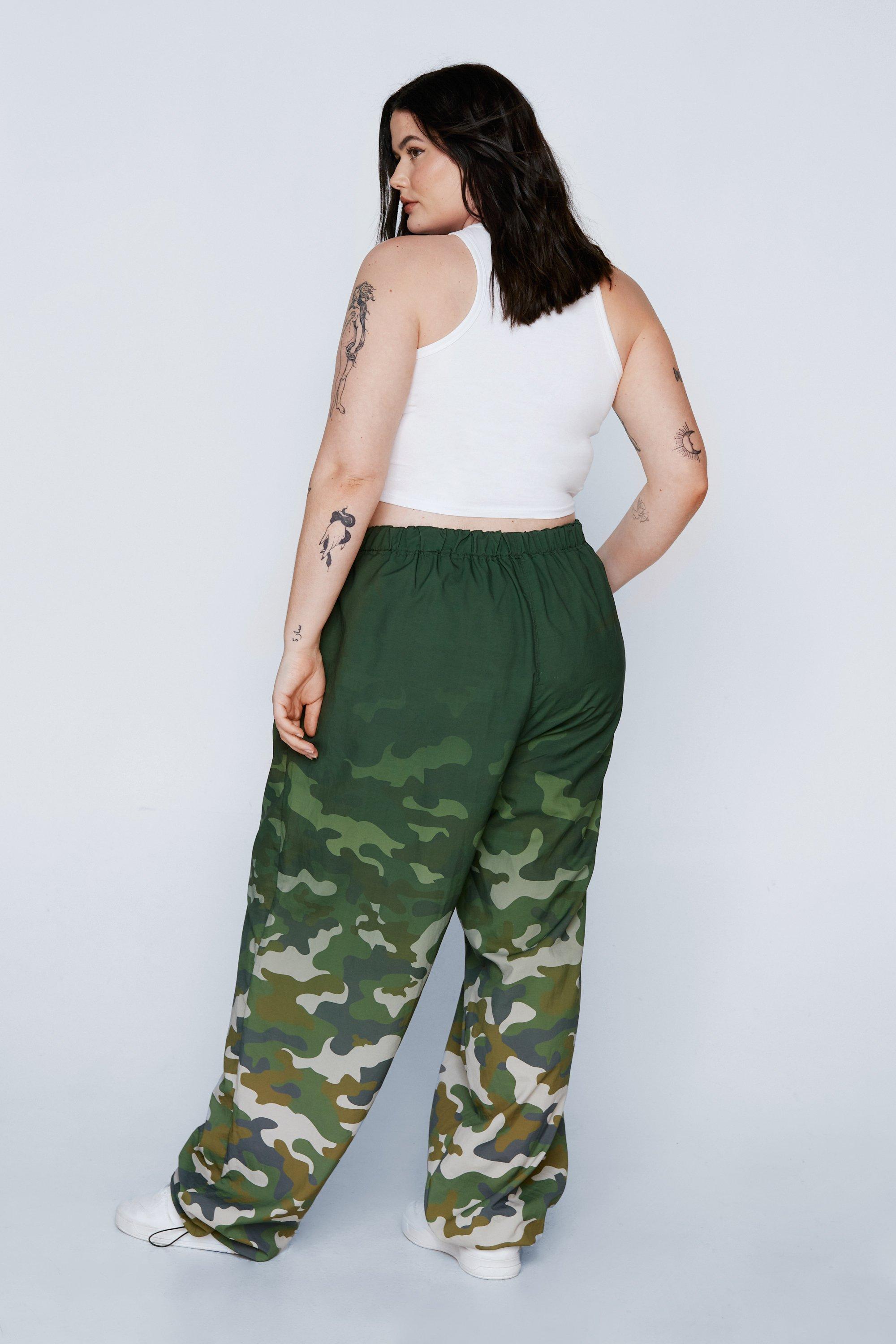 Plus Size Parachute Camo Gradient Cargo Pants