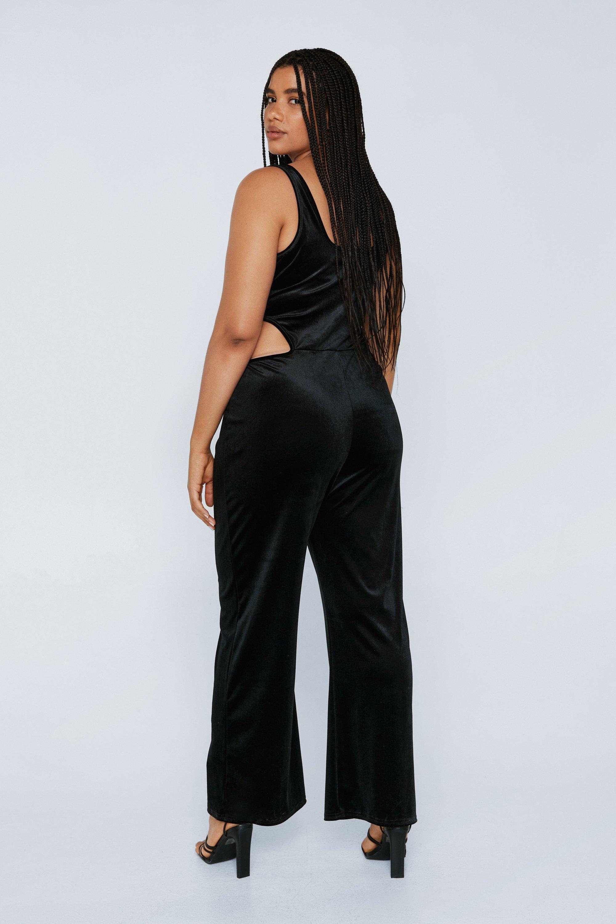 Plus size velvet jumpsuit online