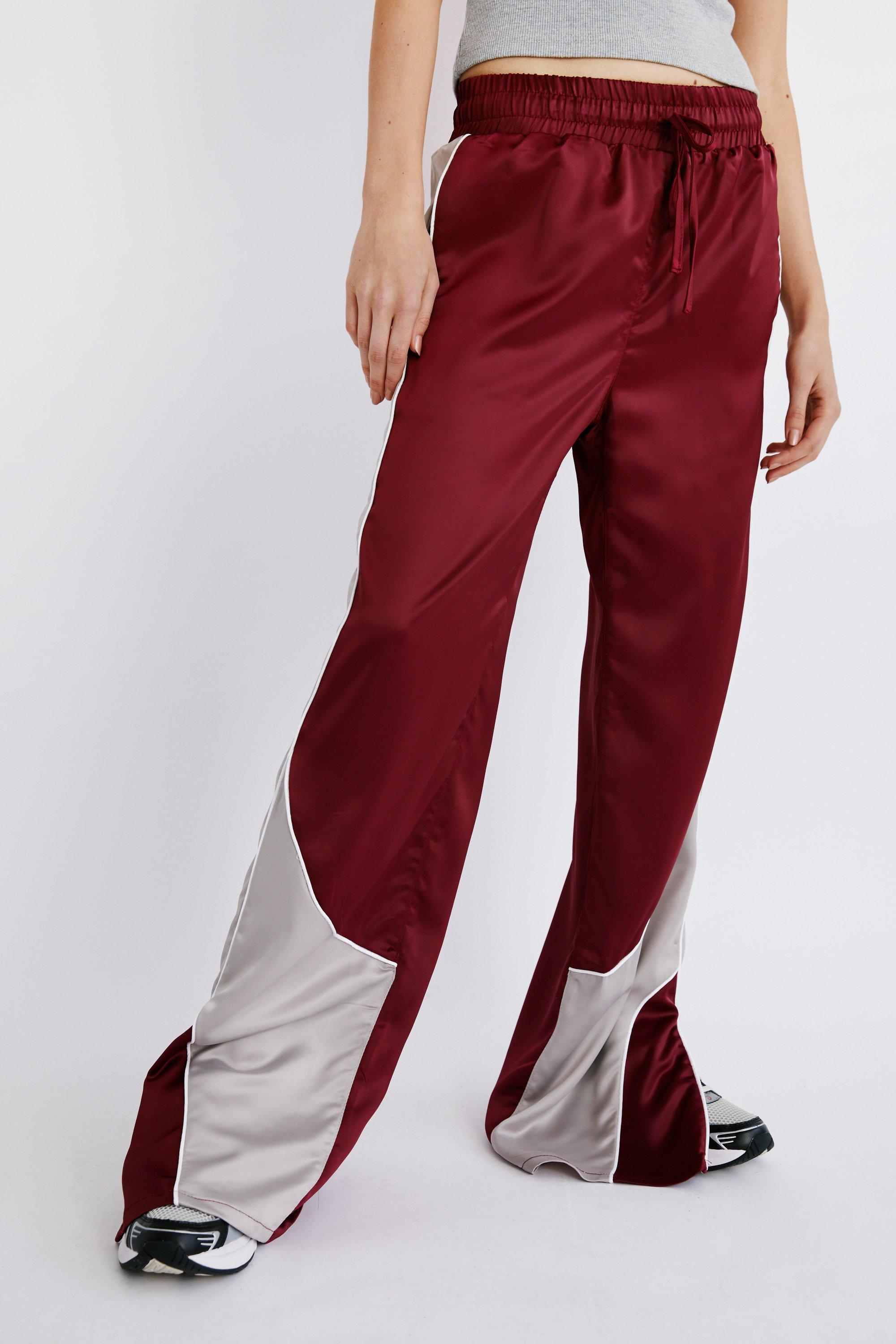 Red sales satin joggers