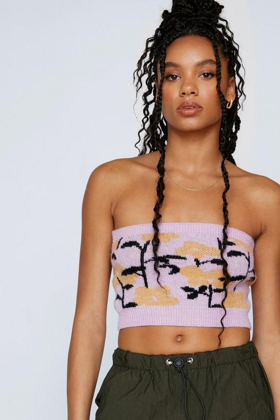 NastyGal Floral Knitted Bandeau 1
